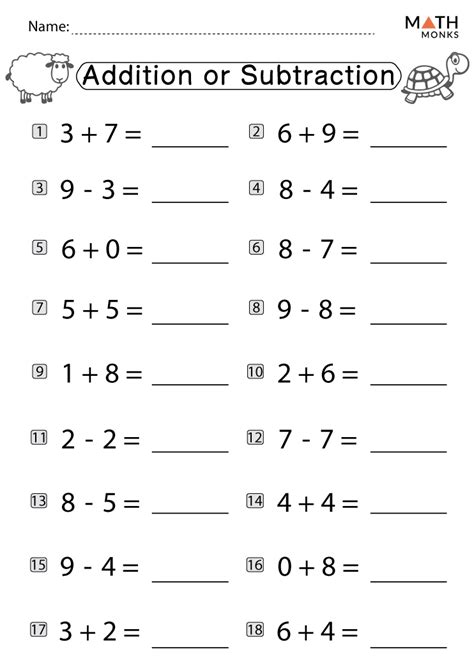Free Printable First Grade Addition And Subtraction Worksheets