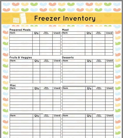 Free Printable Food Inventory Sheets