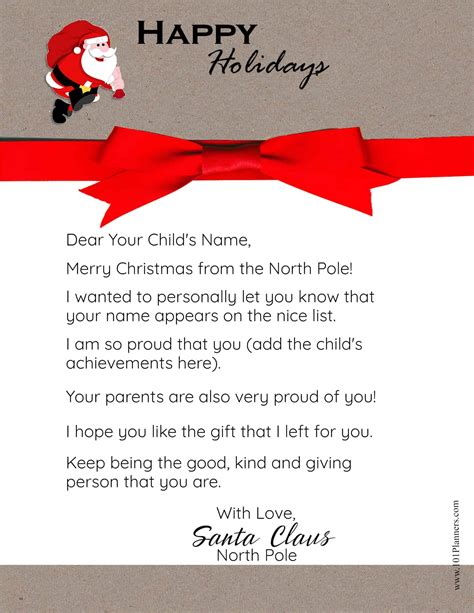 Free Printable From Santa Letter