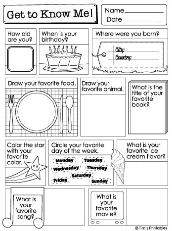 Free Printable Get To Know Me Worksheets