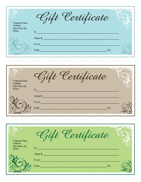 Free Printable Gift Certificates Templates