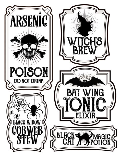 Free Printable Halloween Labels For Bottles And Potions