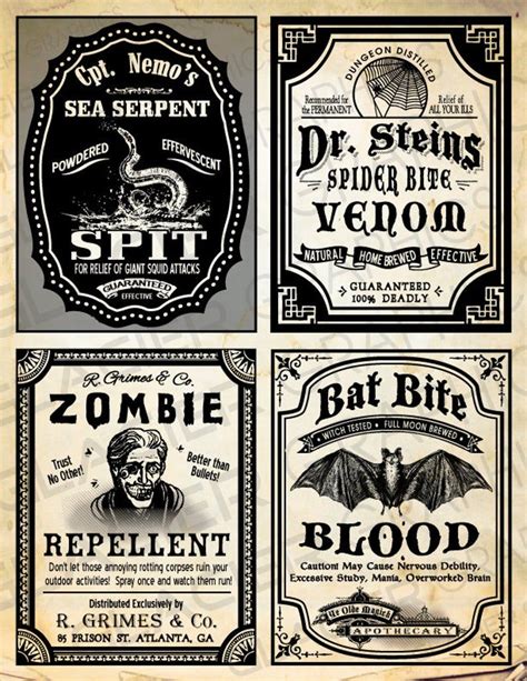 Free Printable Halloween Poison Bottle Labels