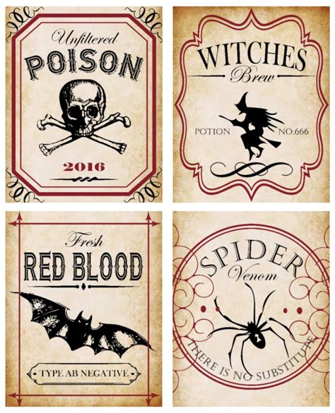 Free Printable Halloween Potion Bottle Labels