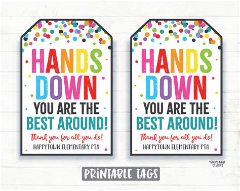 Free Printable Hands Down Printable Tag