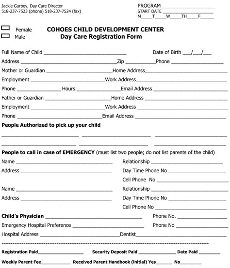 Free Printable Home Daycare Forms