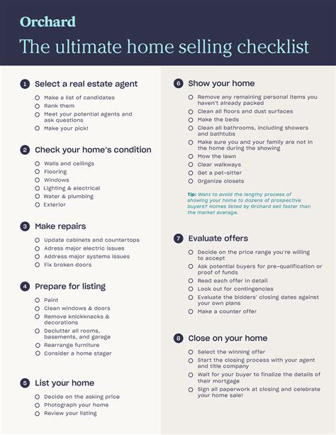 Free Printable Home Selling Checklist