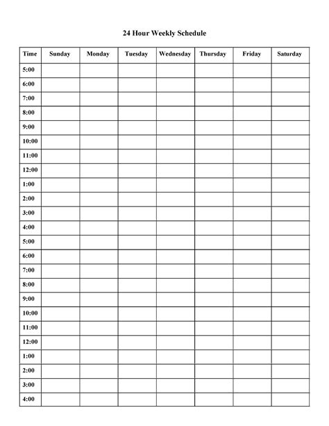 Free Printable Hourly Schedule Template