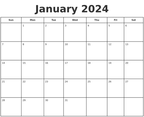 Free Printable January Calendar 2024