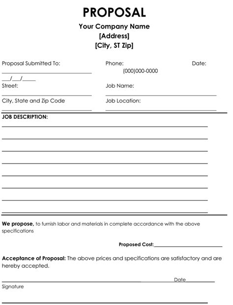 Free Printable Job Proposal Forms