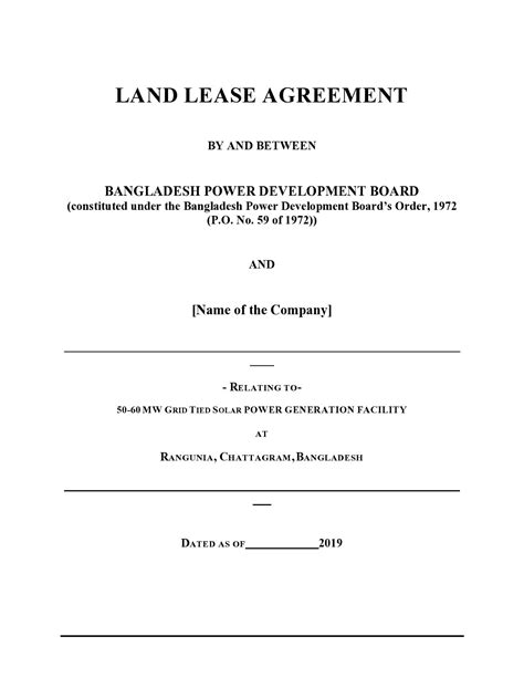 Free Printable Land Lease Agreement