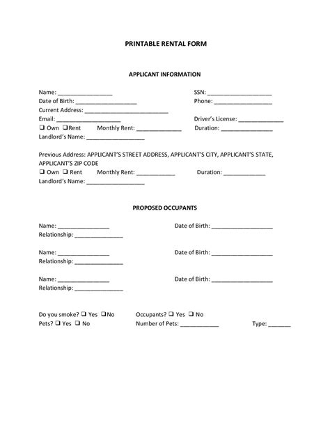 Free Printable Landlord Forms