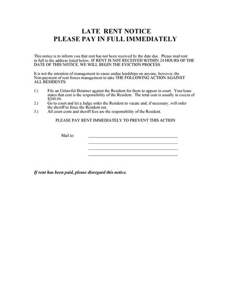 Free Printable Late Rent Notice