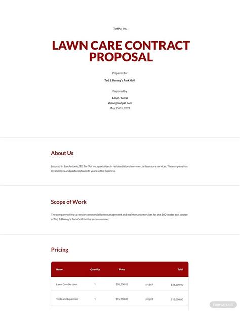 Free Printable Lawn Care Proposal