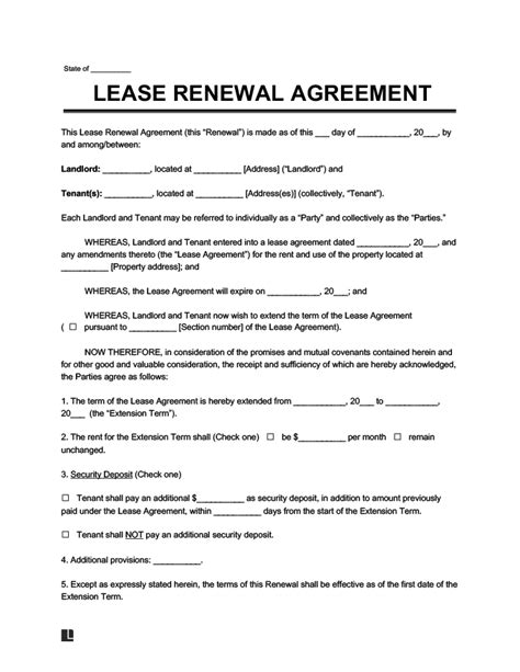 Free Printable Lease Renewal Form