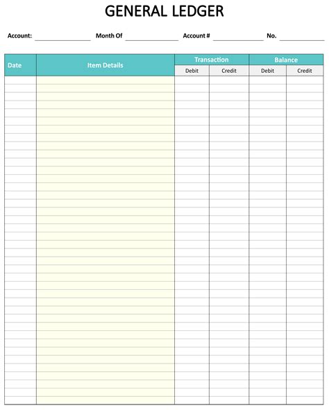 Free Printable Ledger Pages