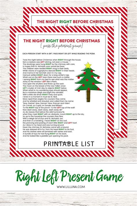 Free Printable Left Right Christmas Games