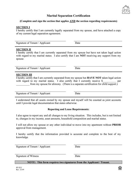 Free Printable Legal Separation Papers