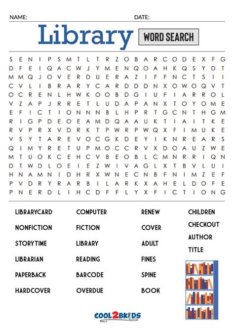 Free Printable Library Word Search