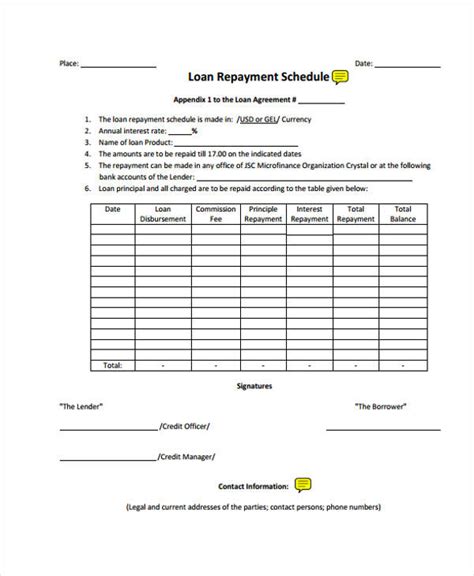 Free Printable Loan Repayment Form