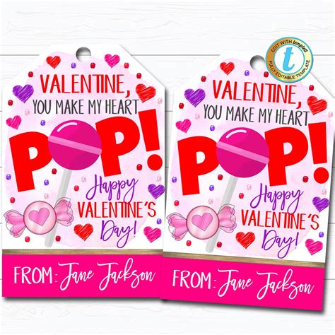 Free Printable Lollipop Valentines