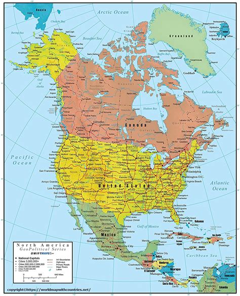 Free Printable Map Of North America