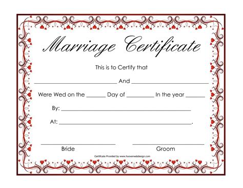 Free Printable Marriage Certificate