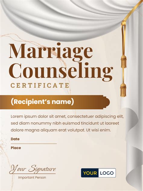 Free Printable Marriage Counseling Certificate Template