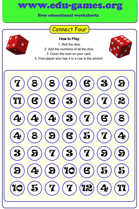 Free Printable Math Dice Games Pdf