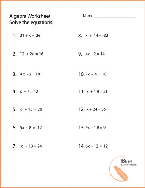 Free Printable Math Worksheets for Pre-Algebra
