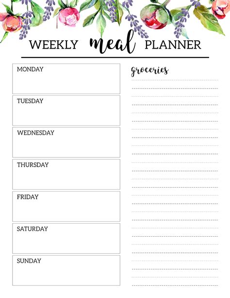 Free Printable Meal Plan Template