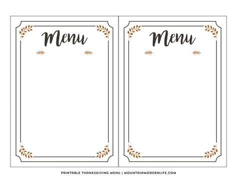 Free Printable Menu Cards Templates Picture