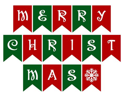 Free Printable Merry Christmas Banner Letters Pdf