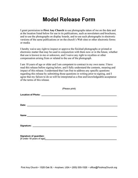 Free Printable Model Release Form
