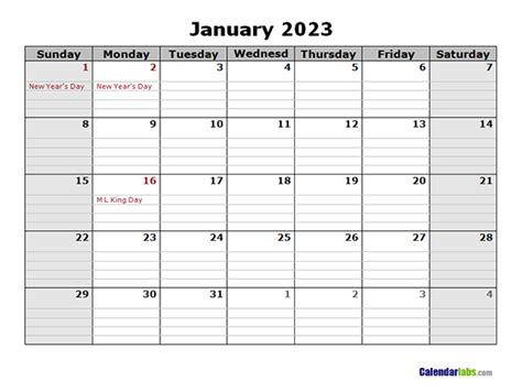Free Printable Month Calendar 2023