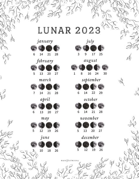 Free Printable Moon Phase Calendar 2023