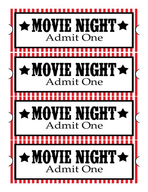 Free Printable Movie Night Ticket Printable