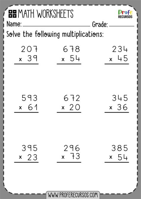 Free Printable Multiplication Worksheets Grade 5