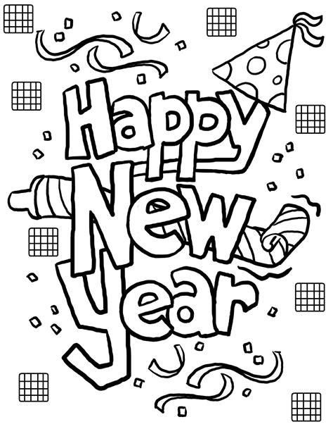 Free Printable New Year Coloring Pages