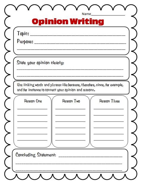 Free Printable Opinion Writing Graphic Organizer