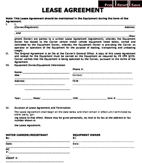 Free Printable Owner Operator Lease Agreement