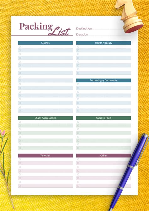 Free Printable Packing Lists