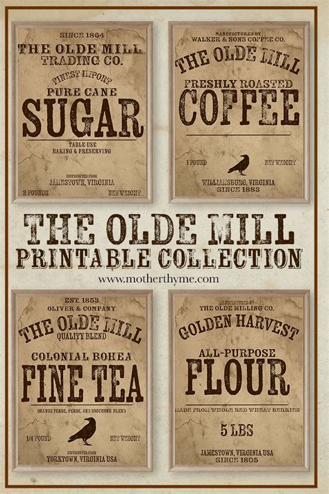 Download Free Printable Pantry Labels - Vintage Images