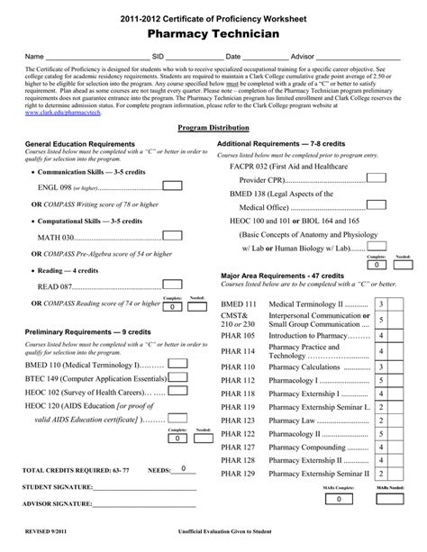 Free Printable Pharmacy Technician Worksheets