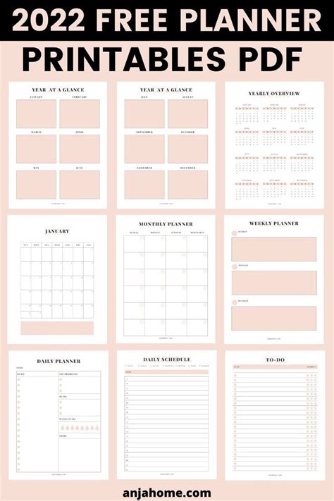 Free Printable Planner 2022 Pdf Black And White