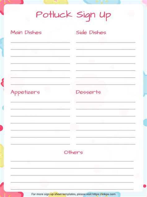 Free Printable Potluck Templates