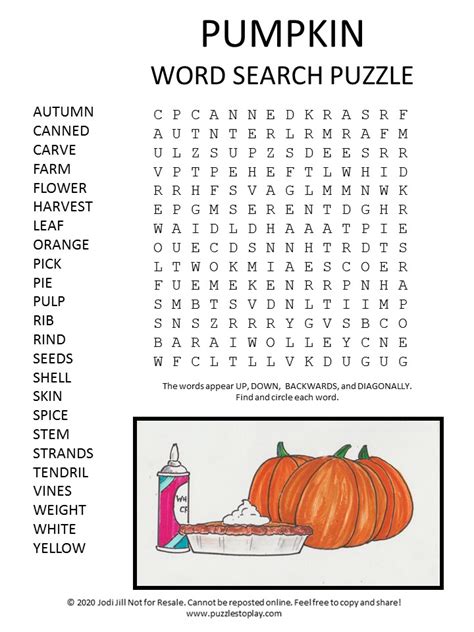 Free Printable Pumpkin Word Search