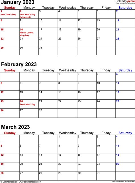 Free Printable Quarterly Calendar 2023