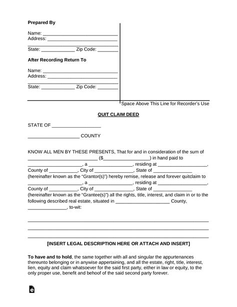 Free Printable Quitclaim Deed Form