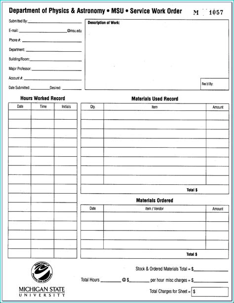 Free Printable Repair Order Forms